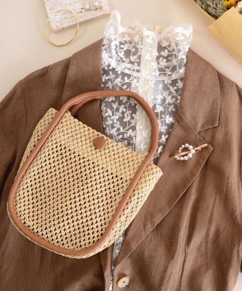 TONE SELECT GOODS（トーンセレクトグッズ）の「【resonance】インポーチ付き　ストローバッグ　マルチウェイ　ショルダーバッグ　ハンドバッグ　浴衣（かごバッグ・レディース・ホワイト系/ブラウン系/ベージュ系/ブラック系・FREE）」の15枚目の写真