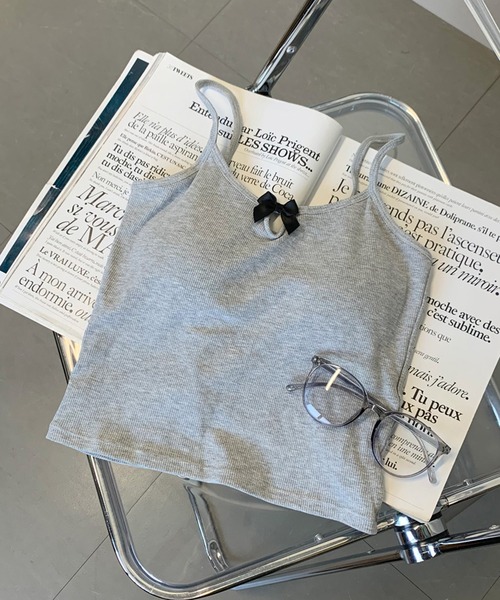 non-hedge（ノンヘッジ）の「リボンモチーフリブキャミソール（キャミソール・レディース・オフホワイト/グレー/ブラック・FREE）」の3枚目の写真