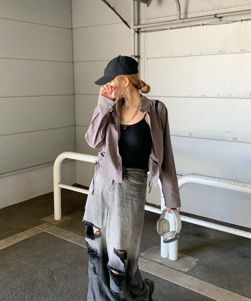 non-hedge（ノンヘッジ）の「リボンモチーフリブキャミソール（キャミソール・レディース・オフホワイト/グレー/ブラック・FREE）」の6枚目の写真