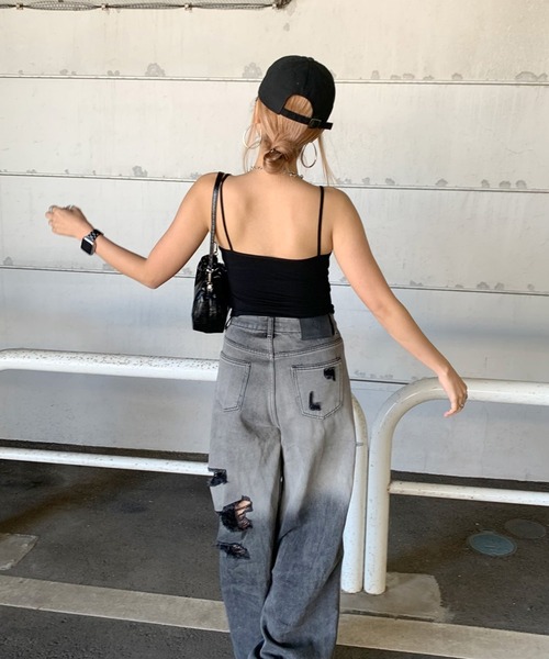 non-hedge（ノンヘッジ）の「リボンモチーフリブキャミソール（キャミソール・レディース・オフホワイト/グレー/ブラック・FREE）」の9枚目の写真