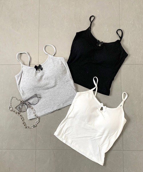 non-hedge（ノンヘッジ）の「リボンモチーフリブキャミソール（キャミソール・レディース・オフホワイト/グレー/ブラック・FREE）」の17枚目の写真