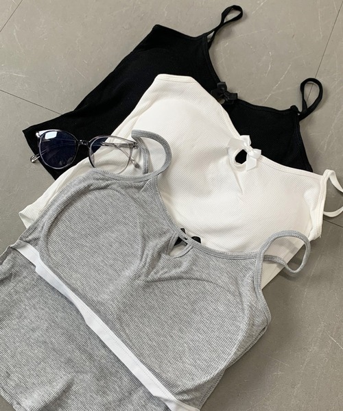 non-hedge（ノンヘッジ）の「リボンモチーフリブキャミソール（キャミソール・レディース・オフホワイト/グレー/ブラック・FREE）」の16枚目の写真