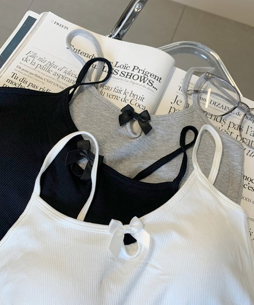 non-hedge（ノンヘッジ）の「リボンモチーフリブキャミソール（キャミソール・レディース・オフホワイト/グレー/ブラック・FREE）」の14枚目の写真