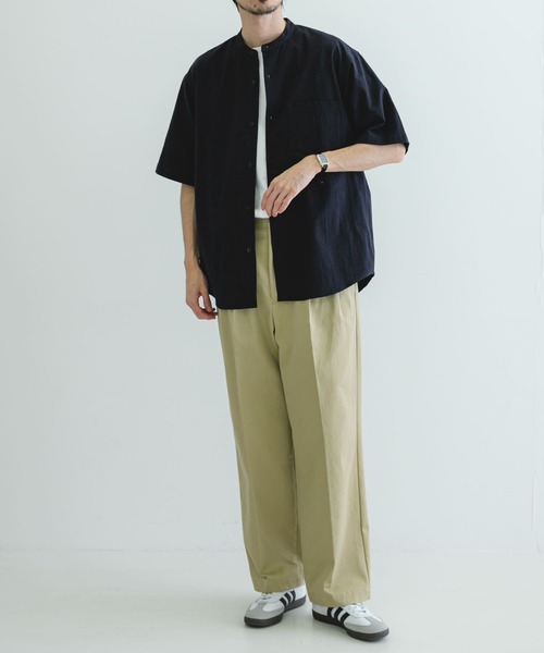 URBAN RESEARCH（アーバンリサーチ）の「JOG COTTONバンドカラー半袖シャツ（シャツ/ブラウス・メンズ・モカ/ネイビー/ブルー系その他/ホワイト・MEDIUM/LARGE）」の18枚目の写真