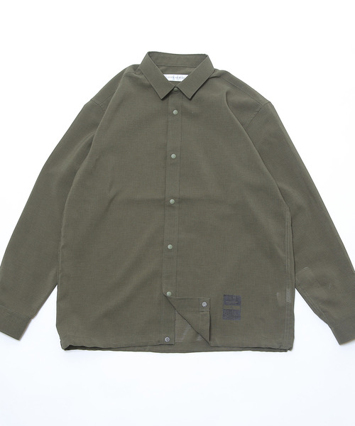 MEN'S MELROSE(メンズメルローズ)の「強撚ドットエア軽量カーデライクシャツ(シャツ/ブラウス・メンズ・カーキ/チャコールグレー・4/3)」の5枚目の写真