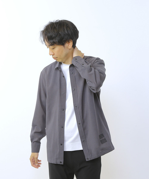 MEN'S MELROSE(メンズメルローズ)の「強撚ドットエア軽量カーデライクシャツ(シャツ/ブラウス・メンズ・カーキ/チャコールグレー・4/3)」の15枚目の写真