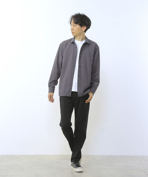 MEN'S MELROSE(メンズメルローズ)の「強撚ドットエア軽量カーデライクシャツ(シャツ/ブラウス・メンズ・カーキ/チャコールグレー・4/3)」の14枚目の写真