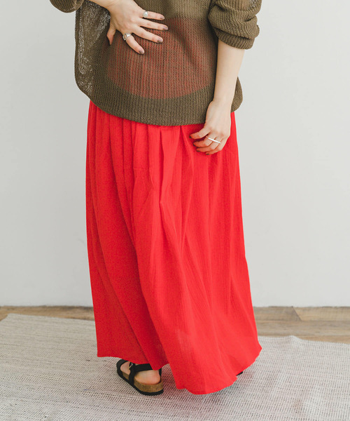 ITEMS URBANRESEARCH（アイテムズ アーバンリサーチ）の「ボイルギャザースカート（スカート・レディース・ブラック/レッド/キャメル・FREE）」の20枚目の写真