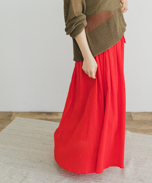 ITEMS URBANRESEARCH（アイテムズ アーバンリサーチ）の「ボイルギャザースカート（スカート・レディース・ブラック/レッド/キャメル・FREE）」の21枚目の写真