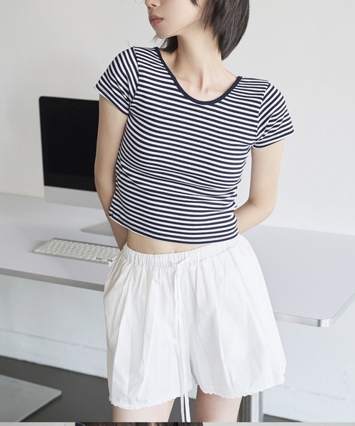 UNE MANSION（ユヌマンション）の「【インナーレース付き】【ホームウェア/ビーチウェア】ウエストゴムフロントボタンレースショートパンツ（その他パンツ・レディース・アイボリー/スカイブルー・FREE）」の12枚目の写真