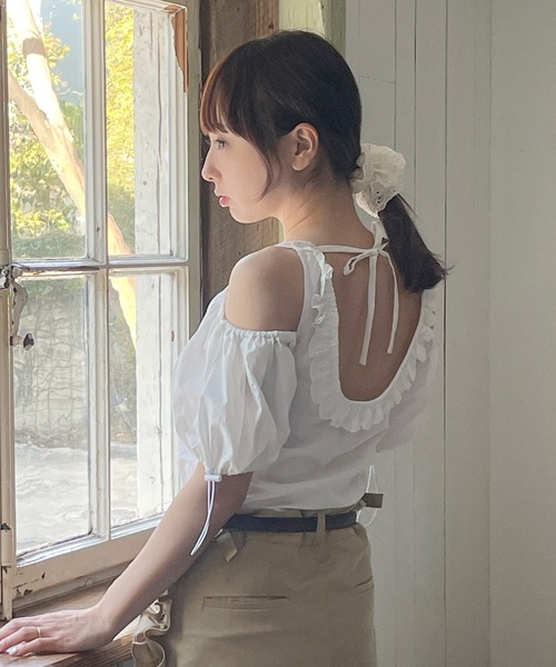 RUBY AND YOU（ルビーアンドユー）の「［select］レースシュシュ（シュシュ・レディース・アイボリー/ブルー・FREE）」の3枚目の写真