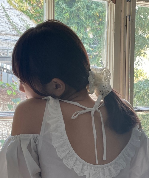 RUBY AND YOU（ルビーアンドユー）の「［select］レースシュシュ（シュシュ・レディース・アイボリー/ブルー・FREE）」の5枚目の写真