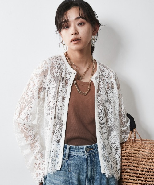 CHIC STYLE(シックスタイル)の「<大きいサイズ>レースカーディガン シックスタイル(カーディガン/ボレロ・レディース・ブラック/オフホワイト・LL/3L/4L/5L/L)」の12枚目の写真