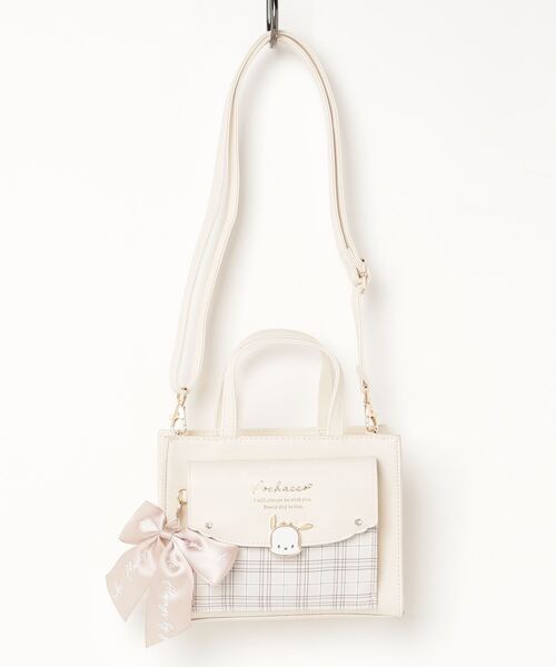 サンリオ】キャラクタープレート チェック リボン 前面ポケット