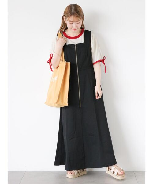 ehka sopo(エヘカソポ)の「袖リボンワンポイント刺繍リンガーT(Tシャツ/カットソー・レディース・オフホワイト/ブラック/サックスブルー/キナリ・F)」の10枚目の写真