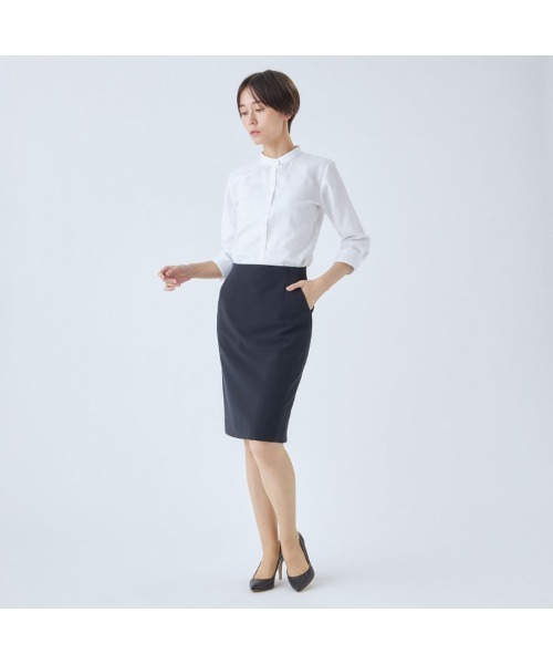 形態安定】バンドカラー7分袖シャツ（シャツ/ブラウス）｜SUIT