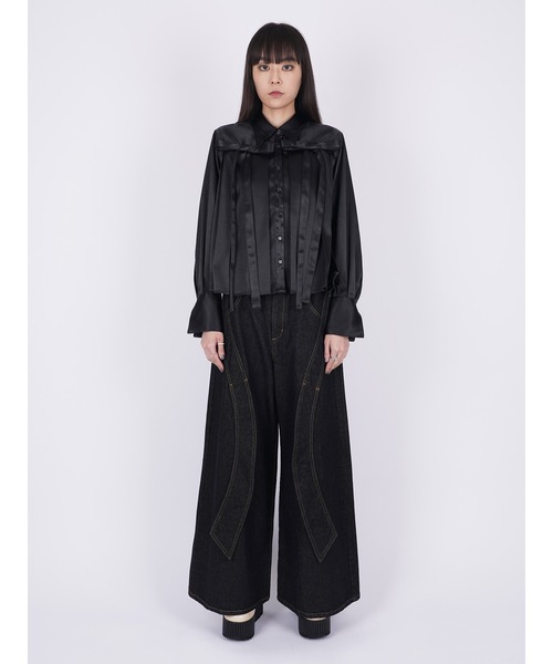 PAMEO POSE（パメオポーズ）の「Ribbon Baggy Denim Trousers（その他