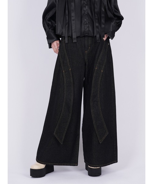 PAMEO POSE（パメオポーズ）の「Ribbon Baggy Denim Trousers（その他