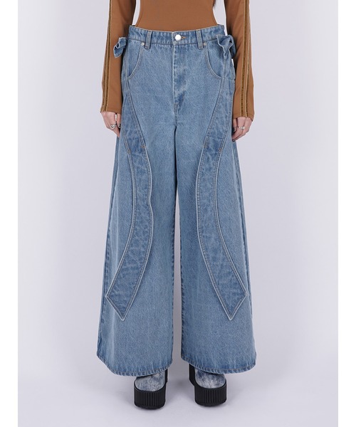 PAMEO POSE（パメオポーズ）の「Ribbon Baggy Denim Trousers