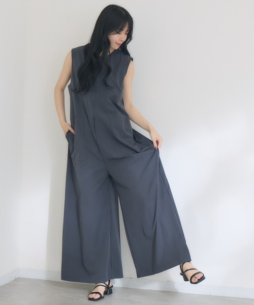 KATHARINE ROSS（キャサリンロス）の「【KATHARINE ROSS】【接触冷感、撥水加工、防しわ】オールインワン（サロペット/オーバーオール・レディース・チャコールグレー/カーキ・MEDIUM）」の19枚目の写真