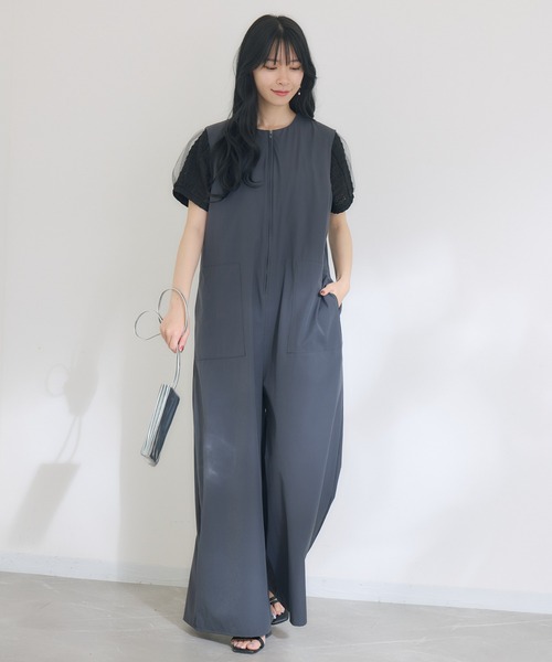 KATHARINE ROSS（キャサリンロス）の「【KATHARINE ROSS】【接触冷感、撥水加工、防しわ】オールインワン（サロペット/オーバーオール・レディース・チャコールグレー/カーキ・MEDIUM）」の12枚目の写真