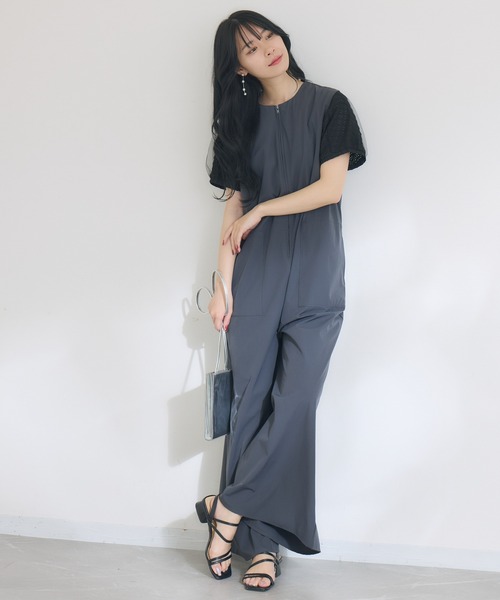 KATHARINE ROSS（キャサリンロス）の「【KATHARINE ROSS】【接触冷感、撥水加工、防しわ】オールインワン（サロペット/オーバーオール・レディース・チャコールグレー/カーキ・MEDIUM）」の14枚目の写真