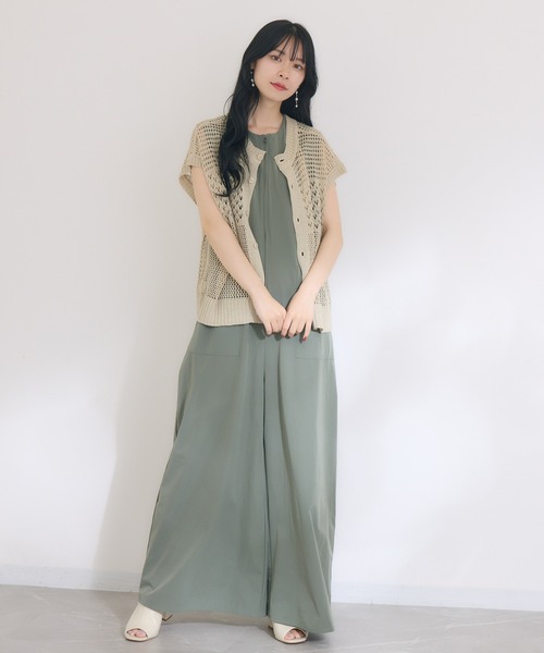 KATHARINE ROSS（キャサリンロス）の「【KATHARINE ROSS】【接触冷感、撥水加工、防しわ】オールインワン（サロペット/オーバーオール・レディース・チャコールグレー/カーキ・MEDIUM）」の9枚目の写真