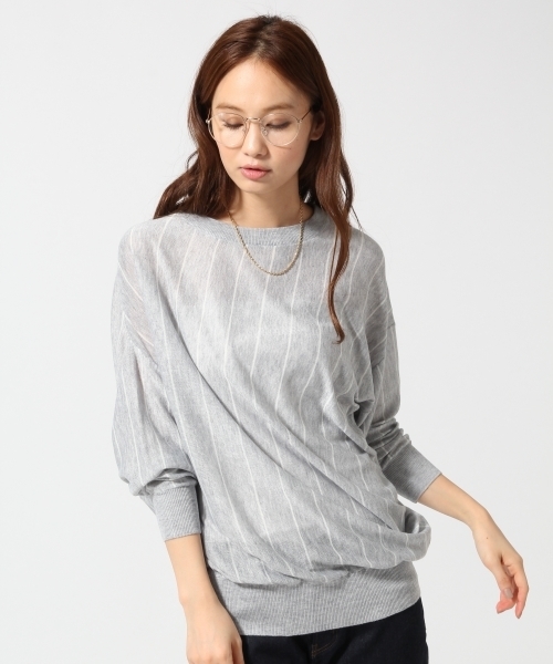 GLOBAL WORK(グローバルワーク)の「12ゲージAWニュアンスプルオーバー長袖/566289(ニット/セーター・レディース・オフホワイト/ホワイト/グレー/ネイビー・SMALL/LARGE/MEDIUM)」の3枚目の写真