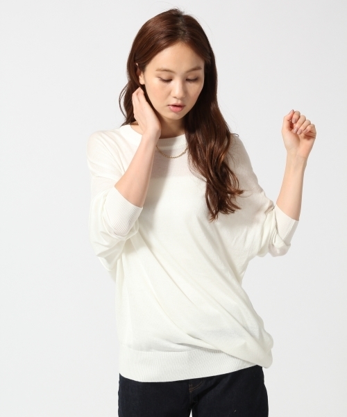 GLOBAL WORK(グローバルワーク)の「12ゲージAWニュアンスプルオーバー長袖/566289(ニット/セーター・レディース・オフホワイト/ホワイト/グレー/ネイビー・SMALL/LARGE/MEDIUM)」の1枚目の写真