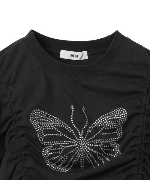 WEGO（ウィゴー）の「WEGO/バタフライドロストラインストーンT（Tシャツ/カットソー・レディース・ホワイト/ブラック/ピンク・FREE）」の7枚目の写真