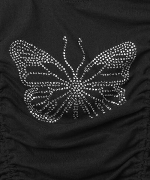 WEGO（ウィゴー）の「WEGO/バタフライドロストラインストーンT（Tシャツ/カットソー・レディース・ホワイト/ブラック/ピンク・FREE）」の6枚目の写真