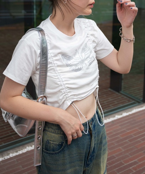 WEGO（ウィゴー）の「WEGO/バタフライドロストラインストーンT（Tシャツ/カットソー・レディース・ホワイト/ブラック/ピンク・FREE）」の16枚目の写真