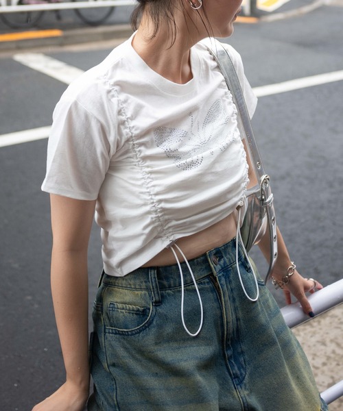 WEGO（ウィゴー）の「WEGO/バタフライドロストラインストーンT（Tシャツ/カットソー・レディース・ホワイト/ブラック/ピンク・FREE）」の18枚目の写真