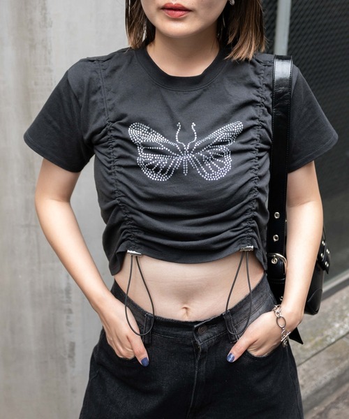 WEGO（ウィゴー）の「WEGO/バタフライドロストラインストーンT（Tシャツ/カットソー・レディース・ホワイト/ブラック/ピンク・FREE）」の20枚目の写真