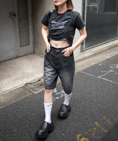 WEGO（ウィゴー）の「WEGO/バタフライドロストラインストーンT（Tシャツ/カットソー・レディース・ホワイト/ブラック/ピンク・FREE）」の14枚目の写真