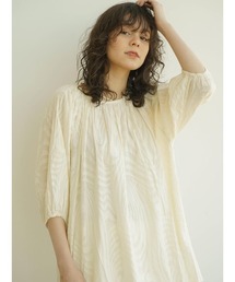 Cotton jacquard tunic blouse
