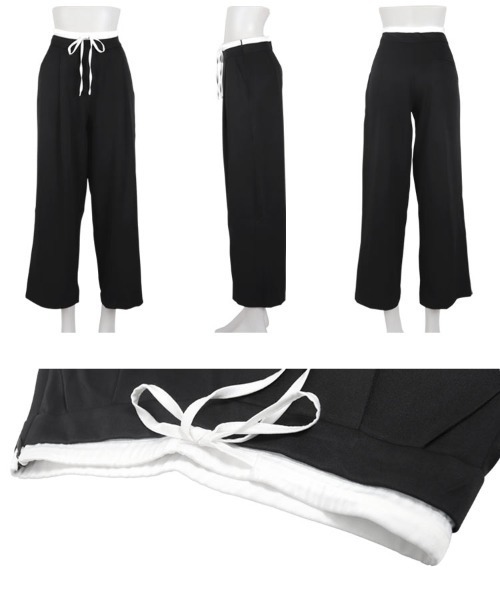 KOBE LETTUCE（コウベレタス）の「ダブルウエストタックワイドパンツ（スラックス・レディース・ブラック/グレー/ベージュ・PM/M）」の8枚目の写真