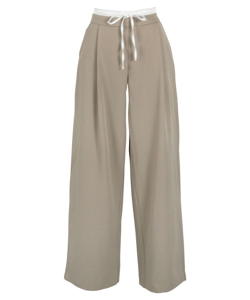 KOBE LETTUCE（コウベレタス）の「ダブルウエストタックワイドパンツ（スラックス・レディース・ブラック/グレー/ベージュ・PM/M）」の5枚目の写真