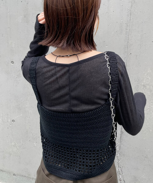 mline（エムライン）の「[mline]スリットシアーロンT（Tシャツ/カットソー・レディース・オフホワイト/ブルー/ブラック/イエロー・FREE）」の10枚目の写真