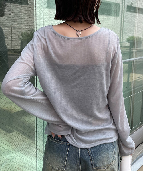 mline（エムライン）の「[mline]スリットシアーロンT（Tシャツ/カットソー・レディース・オフホワイト/ブルー/ブラック/イエロー・FREE）」の14枚目の写真