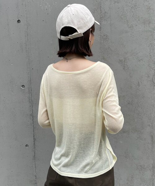 mline（エムライン）の「[mline]スリットシアーロンT（Tシャツ/カットソー・レディース・オフホワイト/ブルー/ブラック/イエロー・FREE）」の18枚目の写真