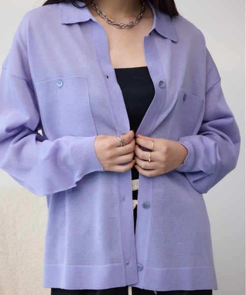 セール】襟付きシアーカーディガン（カーディガン/ボレロ）｜AZUL BY