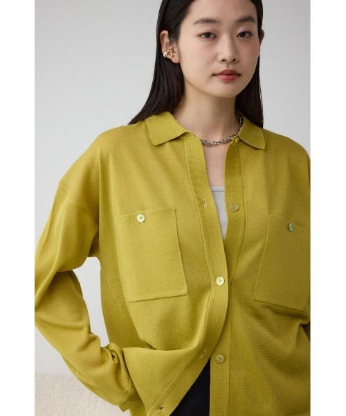 AZUL by moussy(アズールバイマウジー)の「襟付きシアーカーディガン(カーディガン/ボレロ・レディース・イエロー/パープル/ブラック・FREE)」の14枚目の写真