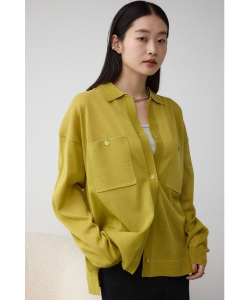 AZUL by moussy(アズールバイマウジー)の「襟付きシアーカーディガン(カーディガン/ボレロ・レディース・イエロー/パープル/ブラック・FREE)」の13枚目の写真