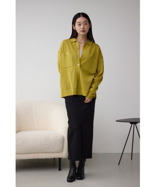 AZUL by moussy(アズールバイマウジー)の「襟付きシアーカーディガン(カーディガン/ボレロ・レディース・イエロー/パープル/ブラック・FREE)」の12枚目の写真