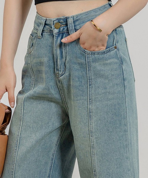 DAY CLOSET(デイ クローゼット)の「レディース ヴィンテージライクセンターラインフリンジデニムパンツ(デニムパンツ・レディース・ブルー・M/S/XL/L)」の11枚目の写真