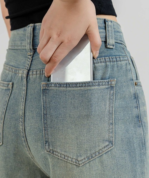 セール】レディース ヴィンテージライクセンターラインフリンジデニム