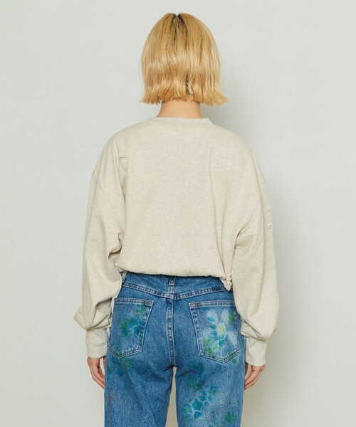 FREAK'S STORE（フリークスストア）の「YMYM × FREAK'S STORE/ワイエムワイエム 別注 Heart of flower Sweat shirt/別注ハートオブフラワースウェット/発泡プリント（スウェット・レディース・サックスブルー/オフホワイト/チャコール・ﾌﾘ-）」の7枚目の写真