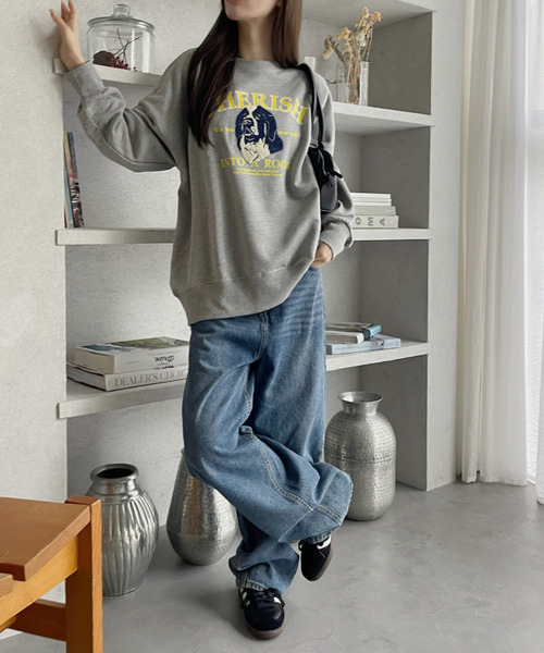 Eclat one（エクラワン）の「【Eclat one】サガラ刺繍 ドッグ カレッジロゴデザイン 裏毛スウェット（スウェット・レディース・グレー/ダークグリーン/ブラック/バーガンディー・FREE）」の12枚目の写真