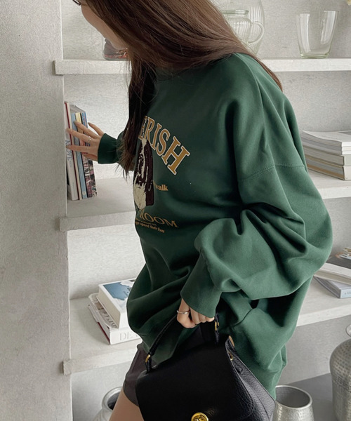 Eclat one（エクラワン）の「【Eclat one】サガラ刺繍 ドッグ カレッジロゴデザイン 裏毛スウェット（スウェット・レディース・グレー/ダークグリーン/ブラック/バーガンディー・FREE）」の21枚目の写真